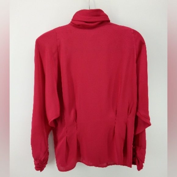 Vintage Shiny Blouse Concepts Pink Made in Korea Shoulder Pads Polyester Top 12 - Picture 3 of 9